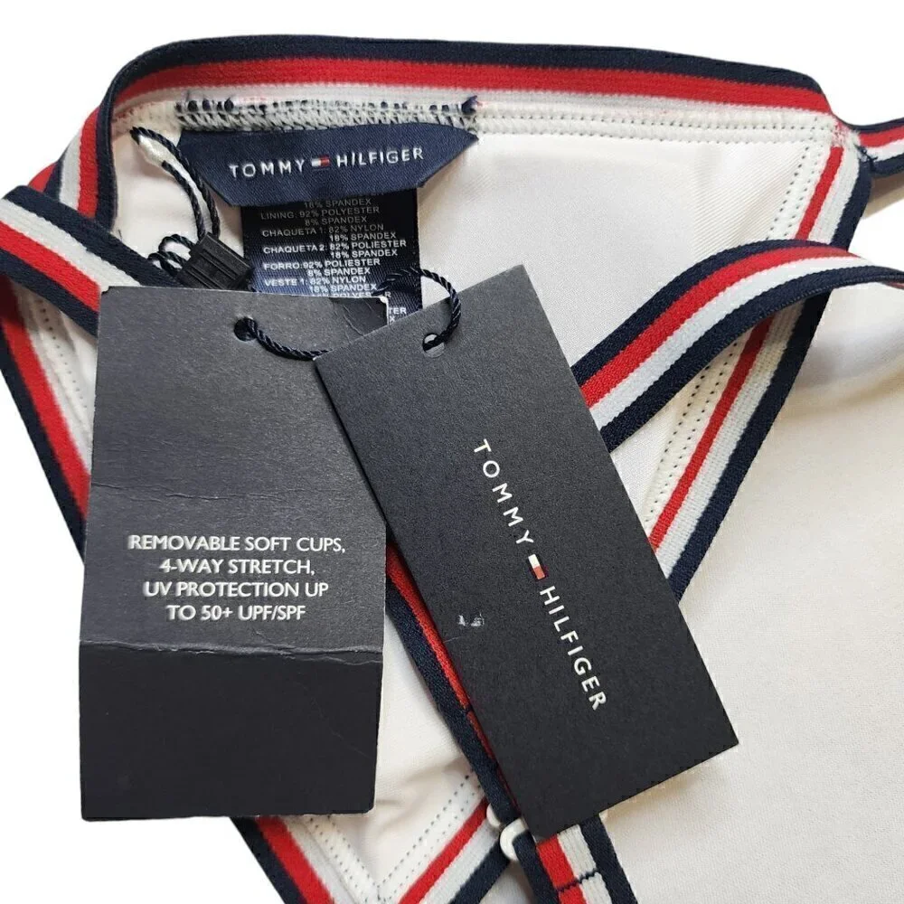 Tommy Hilfiger Women's Triangle Bikini Padded Tie Side Bottom‎ 2 Piece Set XS